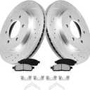 MOTOREVO Front Brake Kit for F-150 2004-2008 6-Lug 4WD Only (Not for 7-Lug Models) | High-Carbon Alloy Heavy-Duty Drilled & Slotted Rotors and Pads | GEOMET Coated