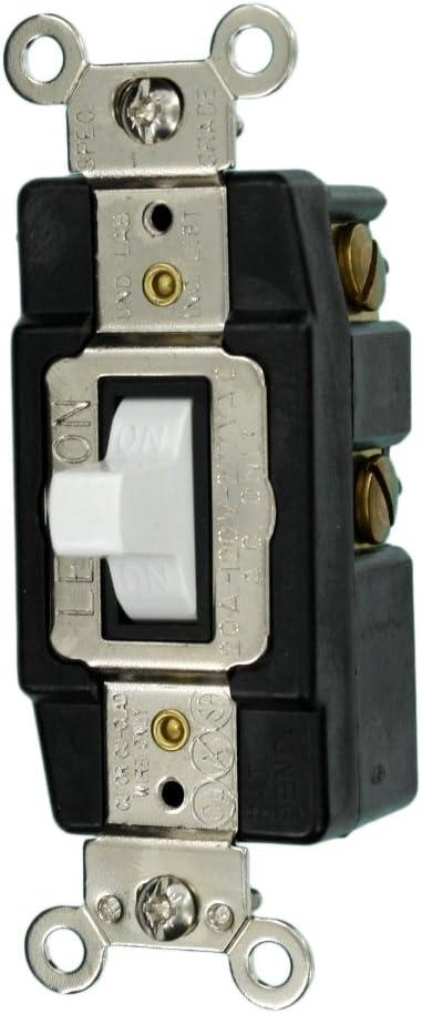 Leviton 20-Amp 120/277-Volt Toggle Single-Pole AC Quiet Switch, 1257-W, White