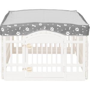 Dog Playpen Mesh Top Cover for 36" Inch Pet Playpen with 4 Panels, Dog Crate Cover Pet Tent Puppy Play Pen Cover, Ideal for Indoor/Outdoor Use. Note: Playpen Not Included (Gray)