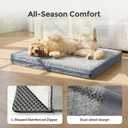 44" Indestructible Dog Bed for XXL Dogs – Chew-Proof Pet Mat with Double-Sided Plush & Waterproof Liner, Tough Crate Mat with Egg-Crate Foam Support, Indoor & Outdoor Use, Grey