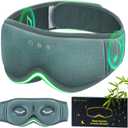 Bamboo Cotton Large Sleep Mask with Bluetooth Wireless Headphones - Blackout Eye Mask for Sleeping 3D Contoured Sleep Eye Cover Headband Ear Plugs Low Noise Hook for Men Women Better Experience (Grey)