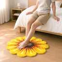 Sunflower Rug Mat, Floral Non-Slip Bathroom Floor Mat, Soft Microfiber Washable Carpet for Bedroom, Kitchen, Living Room, Yellow Flower Area Rug, Fast Drying