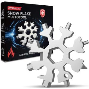 18-in-1 Snowflake Multi Tool  Stainless Steel with Bottle Opener & Wrench,Compact EDC Tool for Camping,Fishing,Hiking, Stocking Stuffers,Gifts for Men,Dad,Husband (Silver)