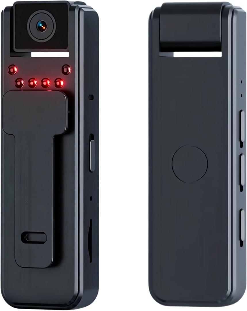 Aprilboy 1080P HD Mini Body Camera, Small POV Cam with 4HR Battery and Night Vision Wearable Security Cam with Motion Detection,Loop Recording Body Cam for Meeting, Guard, Personal Recording
