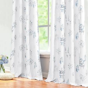 Decorative Curtains 63 Inch Length for Bedroom 2 Panels Room Darkening 80% Blackout Calming Soothing Hydrangea Cornflower Unique Curtains & Drapes for Living Room 63 Inch Length,Dusty Blue and Gray (42"W x 63"L (Pack of 2), Blue & Grey)