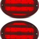 Partsam 2Pcs 8.5" Oval Led Tail Lights 40LED Red for Trailer RV Motorhome Airstream Oval Led Stop Turn Tail Lights Surface Mount Taillights Replacement Lights IP68 Submersible w/Mounting Gaskets
