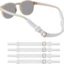 lvvfit Baby Glasses Straps(5-8inch)-Adjustable Glasses Strap Sports Sunglasses Eyeglasses Holder Straps for Toddler and Infant-Eyewear Retainers for Boys and Girls Age 0-3 years (4pcs White)