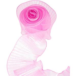 uxcell 5.5" x 11 Yards Ruffle Pleated Organza Trim Iridescent Pleated Lace Trim Ribbon Sewing Lace Fabric Trim for DIY Craft Dress Clothing Wedding Gift Home Decoration, Dark Pink