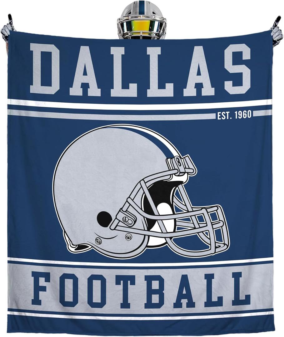 Football Blanket for Men Women Football Lovers Gifts Soft Flannel Warm Throw Blanket Football Style Travel Blanket for Men Football Fans Blankets for Sofa Bed Bedroom Living Room 50x60 Inch (Dallasco)