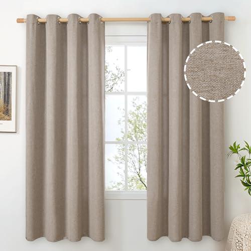 BGment Privacy Linen Curtains for Bedroom 72 Inch Length 2 Panels, Taupe Textured Window Curtain Drapes Thick Light Filtering for Living Room Farmhouse Office Non See Through, Each 52 Inch Wide
