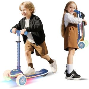 Winhope Kids Kick Scooter, 3 Wheel Scooter for Boy and Girl, LED Lighted Wheels and Widen Deck, Outdoor Ride-On Toys for Kids Aged 3-8
