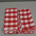 Blue Needles Gingham Buffalo Plaid Cloth Napkins 100% Cotton Set of 12 Dinner Table Napkins 18x18 inch Soft, Reusable, Washable Perfect for Spring Summer Easter & Everyday Use - Red & White