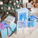 Chuangdi 24 Pcs Snowflake Christmas Bows Ornaments 6 Inch Large Christmas Tree Decorations Purple and Blue Winter Wonderland Bows Decor for Home Xmas Tree Ornaments Gift Wrapping DIY Crafts Supplies