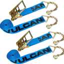 VULCAN Ratchet Strap with Chain Anchors - 4 Inch x 30 Foot - 2 Pack - 6,600 Pound Safe Working Load