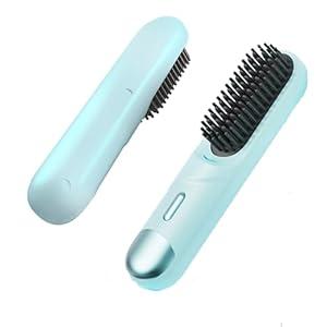 2025 New Upgraded Cordless Hair Straightener Brush 300 Million Negative Ionic Portable Hair Straightener Comb for Women with 4 Temps Fast Heating MCH Ceramic Coating Smooth Frizz - Free Hair Blue
