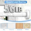 Tension Rod 41-67inch White Tension Curtain Rods no Drilling