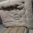 HollyHOME X-Large Saucer Chair with Foldable Ottoman, Comfy Oversized Folding Chair and Folding Footrest Stool Set, Faux-Fur Reading Chair and Footstool for Living Room, Light Khaki Chair & Stool