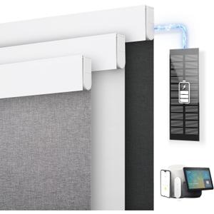 DENFOON Motorized Blinds with Remote, Blackout Roller Blinds for Windows, 31"W x 72"H, Grey