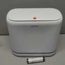 MOPALL Dog Proof Trash Can with Lid, 3.3 Gallon Slim Bathroom Garbage Bin with Inner Bucket, Fits Standard 4 Gallon Bags, Odor Sealing Diaper Pail for Nursery, Modern White Waste Basket, 6.9" Wide