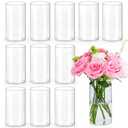 UPBUD 6 Inch Glass Cylinder Vases for Centerpieces | 11Pcs Clear Small Flower Vase for Wedding Decorations, Floating Candle Vases in Bulk, Hurricane Candle Holders for Table, Home Décor