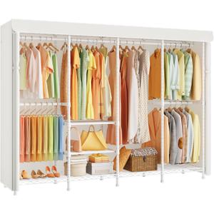 ULIFHOME H41C Clothes Rack with Cover, Covered Clothing Rack Heavy Duty