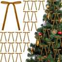 Khaki 24 Pcs Velvet Bows Christmas Tree Ornaments Valentines Day Bows Decoration for Garland Home Coquette Wedding Decor (9 x 13 Inch,Width of 5/8")