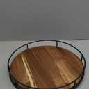 13 Inch Lazy Susan Organizer with Steel Frame for Kitchen,Acacia Wood Turntable for Cabinet,Pantry,Table,Pantry,Countertop,Refrigerator,Spice Rack