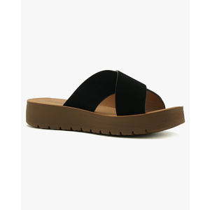 Soda Shoes Women Sandals Crisscross Strap Band Flatform Platform Lucy-S Black 6.5