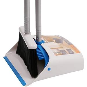 TreeLen Long Handle Broom and Dustpan Set,Upright Dust Pan Combo for Home, Kitchen, Room, Office, Lobby Floor Use Without Bending