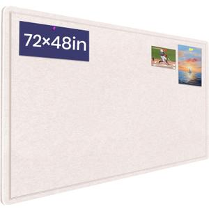 Large Bulletin Board - 72 X 48 inches Cork Board with 30 Pushpin, 6' x 4' Cork Board for Walls Pin Board, Self-Adhesive Felt Board Vision Board Foldable Photo Board for Wall (Oatmeal)