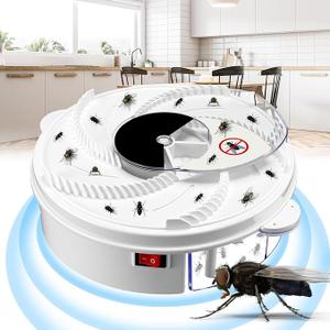 Qualirey Electric Fly Trap Fly Catcher Pest Device Gnat Flying Insect Trap Automatic Indoor Pest Traps Reject Control Catcher Repellents Tools for Patios Ranch (White,USB)