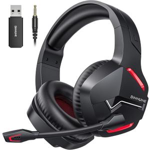 BINNUNE Wireless Gaming Headset with 2.4GHz for PS5, PS4, PC, Switch, FPS Gamers, 120Hrs+ Bluetooth 5.3 Gaming Headsets with Noise Canceling Mic, 50MM Headphones for Laptop, Mobile, Mac