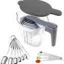 22 Piece Measuring Cups and Spoons Set, Stainless Steel Measuring Spoons Set and Stackable Measuring Cup with Lid for Liquid and Dry Ingredients, Cooking Baking Gadgets