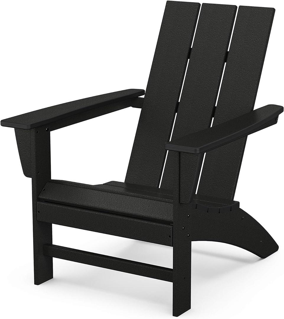 POLYWOOD Modern Adirondack Chair – All-Weather Outdoor Lawn Adirondack Chairs – HDPE, Fade-Resistant & Durable Outdoor Furniture – For Patio, Deck & Fire Pit Chairs – Black, 32.11in. X 29.25in. X 34.66in.