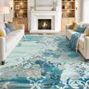 8x10 Washable Non-Slip Area Rug for Living Room (Blue)