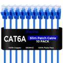 Rapink Cat6a 2ft Ethernet Patch Cables (10 Pack), Slim, Flexible, 10G Support, Gold Plated, Cat6a Ethernet Cable for Patch Panel to Switch, Space Saving, High Density Environments