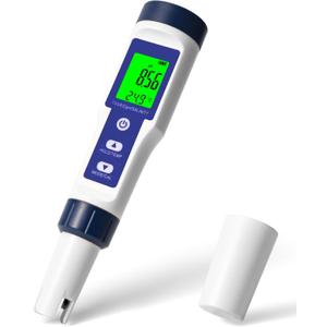 Pool Salt Tester, Digital Salt Water Pool Tester & Ph Tester, Salt Tester for Saltwater Pool, Digital Salinity Tester for Water, 5 In 1 Salinity Ph Temp EC and Tds Meter for Pool, Saltwater Aquarium