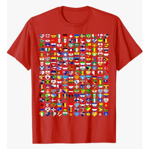 Heart Flags All Countries Flags of The World Flags Unity Day T-Shirt, Women`s Medium