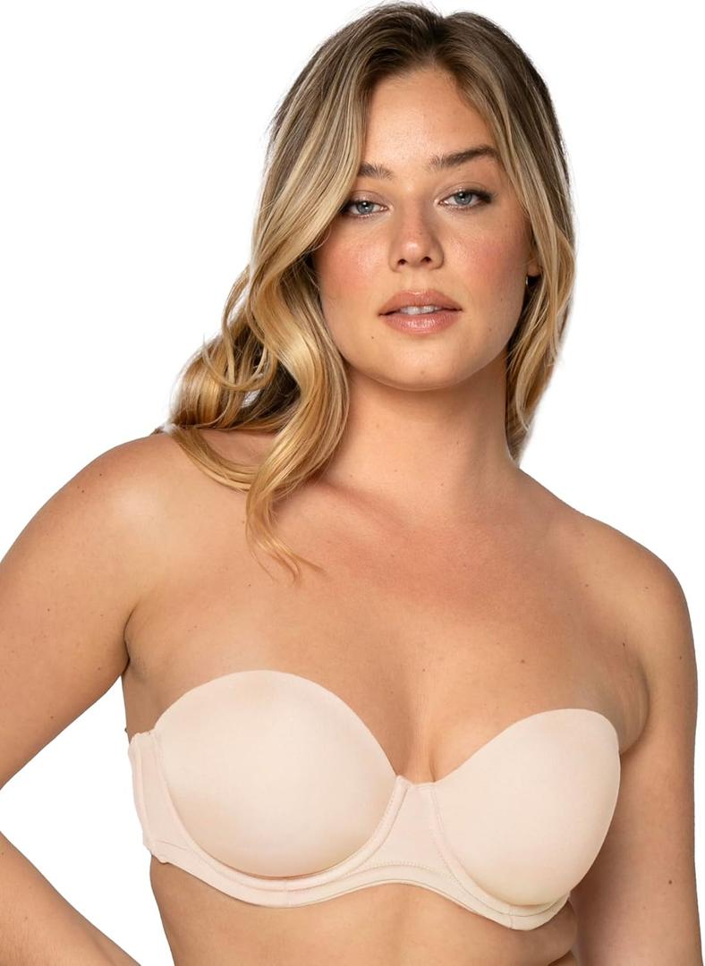 Smart & Sexy women's Full Support Light Lined Strapless Bra (Beige) 40DD