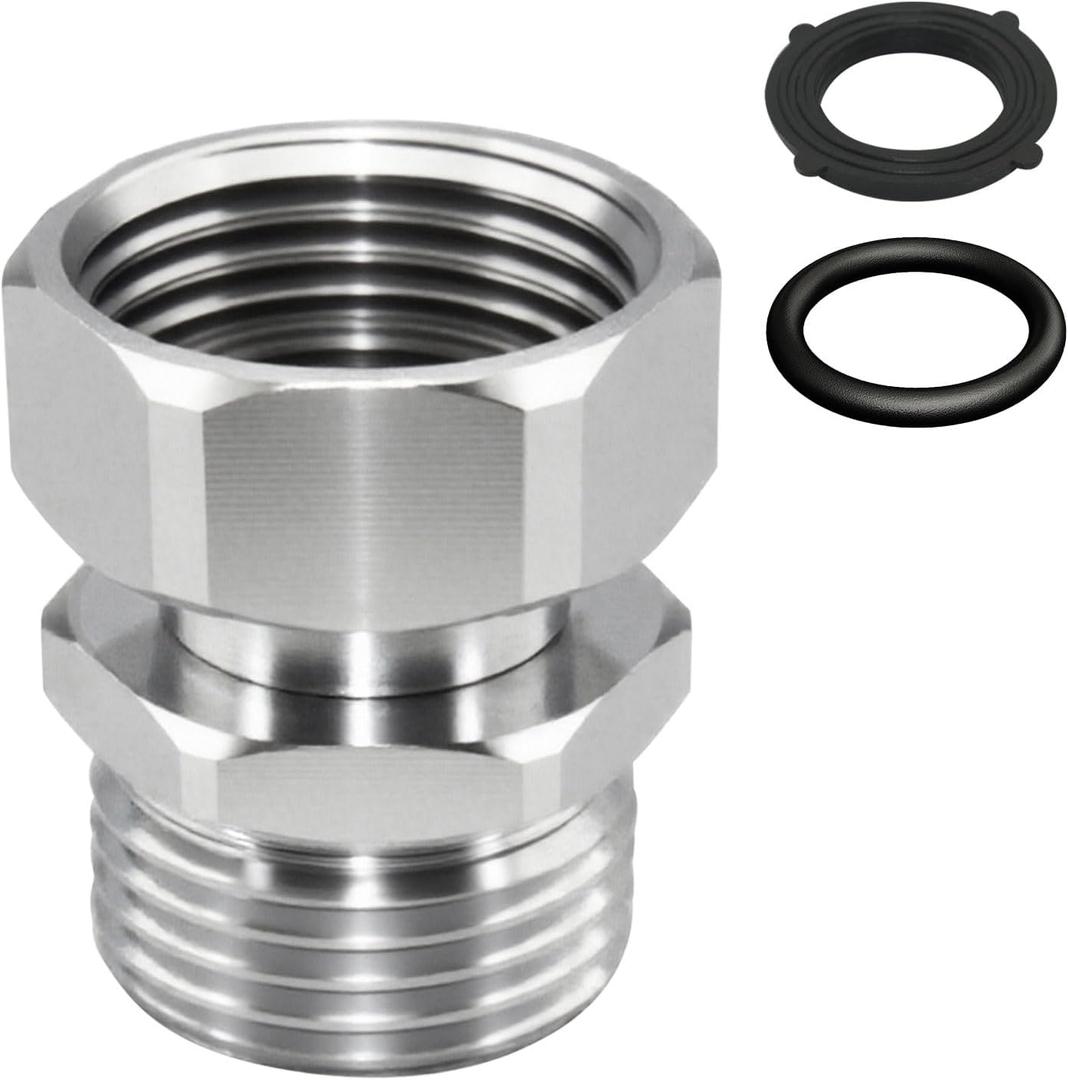Garden Outdoor Hose Swivel Adapter, 3/4 GHT Male and Female, Water Pipe Connectors with Washer
