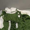 LMYOVE Girls Medieval Renaissance Princess Costume, Kids Medieval Fariy Costume Halloween Dress Up（Green Two-piece Set，8-10Y）