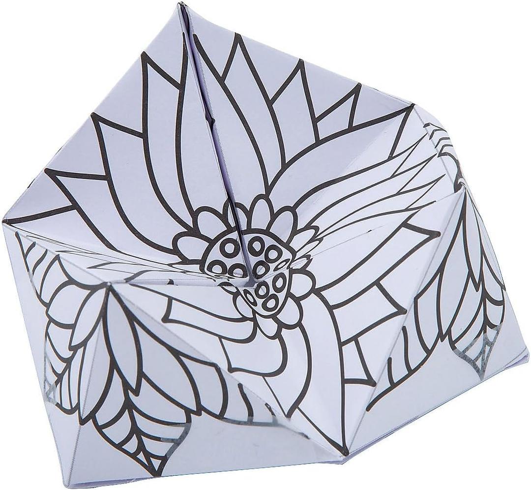 3 x Fun Express Color Your Own Flower Kaleidocycles - 12 Pieces, 5" x 12.5"