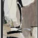 Yelash Living Room Wall Art Matte Gray and Black Abstract Painting Picture Decoration, Greyscale Beige Canvas Artwork for Office Bedroom Walls Decor 24x36 Black Frame