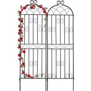2 Pack 70.8" H x 19.7" W Arched Metal Garden Trellis for Climbing Plants Outdoor, Tall Rust-Resistant Decorative Climbing Rose Trellis Perfect for Roses, Vines, Vegetables, Flowers, Black