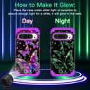 LONTECT for Google Pixel 9/9 Pro Case, Floral Shockproof Rugged Heavy Duty 3 in 1 Hybrid Sturdy High Impact Protective Cover,Glow in The Dark Amaranth