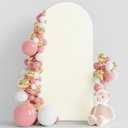 Wokceer 6FT Wedding Arch Backdrop Cover Spandex Fitted Ivory Wedding Arch Covers Round Top Chiara Backdrop Cover for Birthday Party Ceremony Banquet Decoration