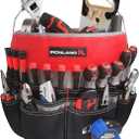 IRONLAND Bucket Tool Organizer Fit 3.5-5 Gallon Bucket, 51 Pockets, Bucket Tool Caddy Organization for Garden, Construction, Carpenter, Electrician, Builder Red & Black (Medium)