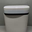 COMODID Bathroom Trash Can with Lid, 14 Liter/ 3.7 Gallon Bathroom Trash Can and Toilet Brush Set for Restroom, Bedroom, Living Room, Office, White Lid