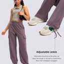 Viodia Womens Cargo Sweatpants High Waisted Wide Leg Baggy Cotton Pants Straight Leg Loose Joggers for Casual Lounge (XS)