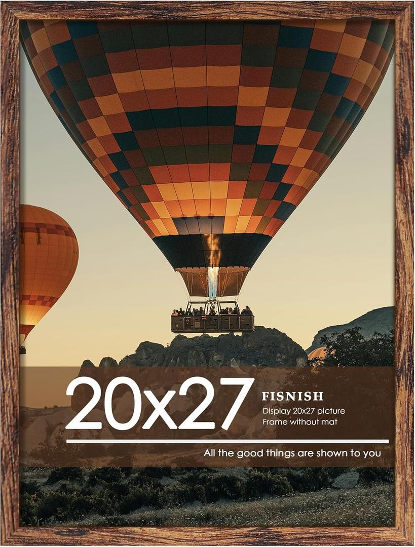 20x27 Picture Frame, Classic Brown 20 x 27 Poster Frame for Horizontal or Vertical Wall Mounting, 1 Pack